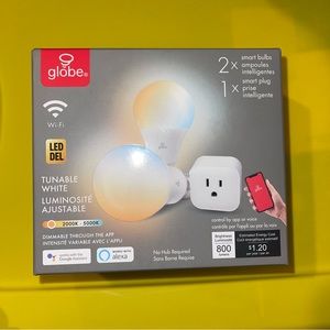 Globe Electric A19 E26 (Medium) Smart WiFi LED Bulb Kit Tunable White